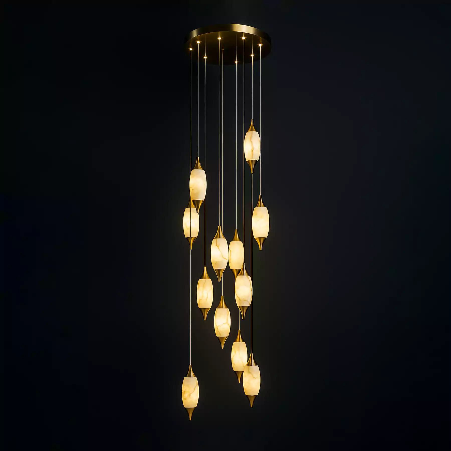 Alabaster Droplet Double Height Stair Chandelier